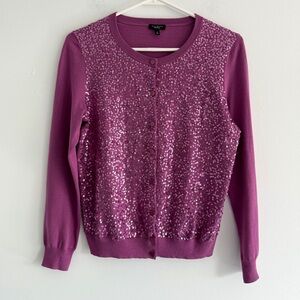 Talbots purple sequin cardigan sweater - small